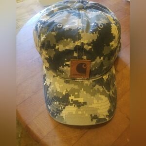 Men's Carhartt Digital Camo Hat with Leather Patch Adjustable